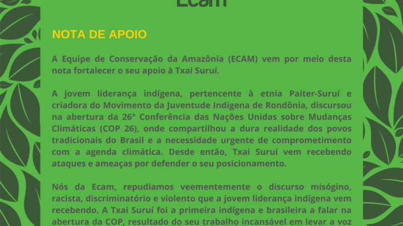 Nota de apoio à Txai Suruí